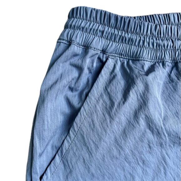 FREE PEOPLE Movement Back To The Future Pants Blue High Rise Ankle Zip Ruched Sm - Picture 2 of 12